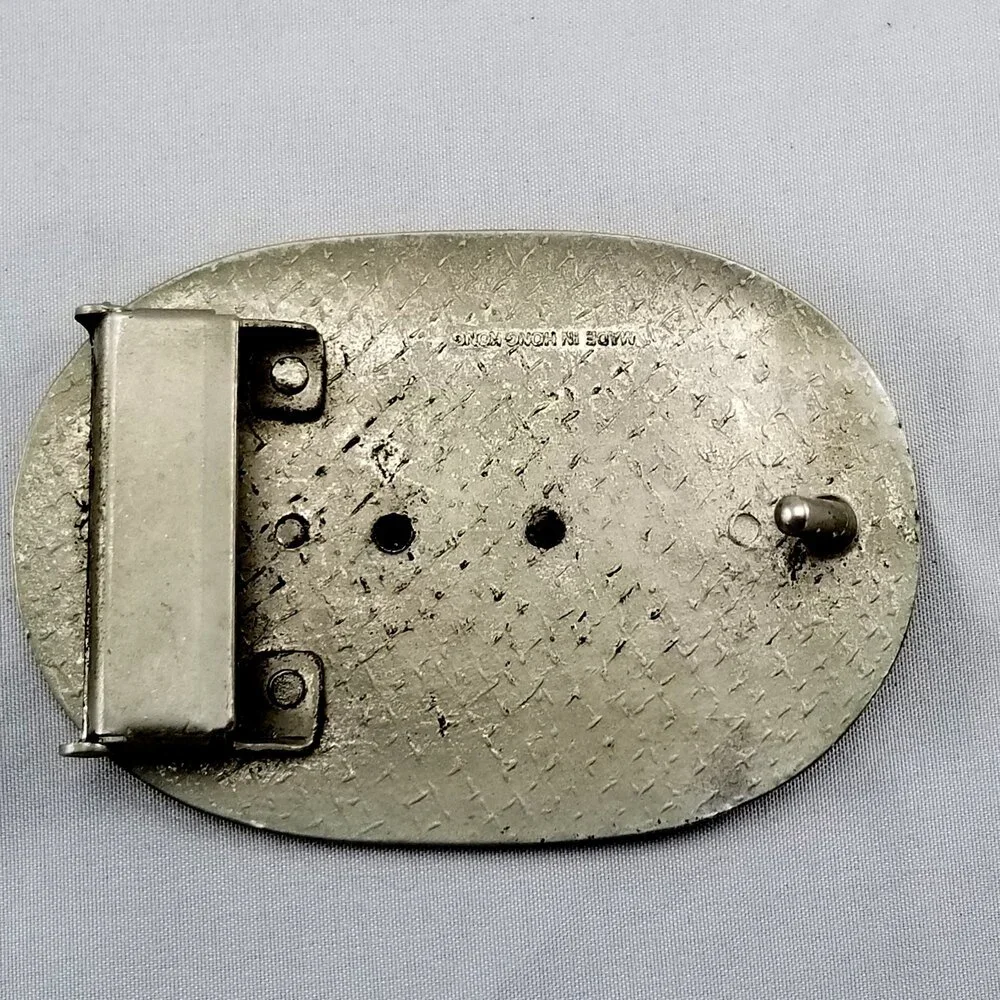 Vintage Western Cowboy Belt Buckle Silver‎ Tone Eagle Floral Engraved Design